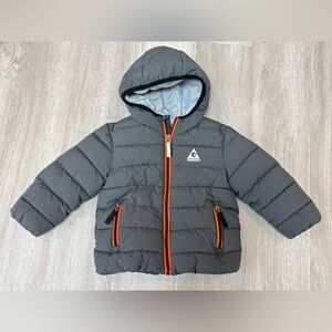 Gray Puffer Jacket with Orange Accents Size 2T